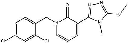 1-(2,4-DICHLOROBENZYL)-3-[4-METHYL-5-(METHYLSULFANYL)-4H-1,2,4-TRIAZOL-3-YL]-2(1H)-PYRIDINONE Struktur