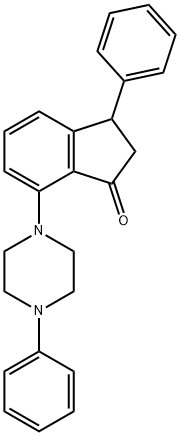 3-PHENYL-7-(4-PHENYLPIPERAZINO)-1-INDANONE Struktur