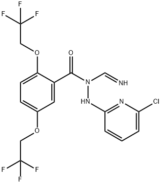 N-([2-(6-CHLORO-2-PYRIDINYL)HYDRAZINO]METHYLENE)-2,5-BIS(2,2,2-TRIFLUOROETHOXY)BENZENECARBOXAMIDE Struktur