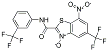 7-NITRO-5-(TRIFLUOROMETHYL)-2-([3-(TRIFLUOROMETHYL)ANILINO]CARBONYL)-1,3-BENZOTHIAZOL-3-IUM-3-OLATE Struktur