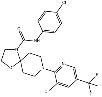 N-(4-CHLOROPHENYL)-8-[3-CHLORO-5-(TRIFLUOROMETHYL)-2-PYRIDINYL]-1-OXA-4,8-DIAZASPIRO[4.5]DECANE-4-CARBOXAMIDE Struktur