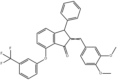 2-[(3,4-DIMETHOXYPHENYL)METHYLENE]-3-PHENYL-7-[3-(TRIFLUOROMETHYL)PHENOXY]-1-INDANONE Struktur