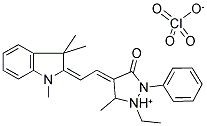 2-ETHYL-3-METHYL-4-(2-(1,3,3-TRIMETHYL-2-INDOLINYLIDENE)ETHYLIDENE)-5-OXO-1-PHENYL PYRAZOLIDINIUM PERCHLORATE Struktur