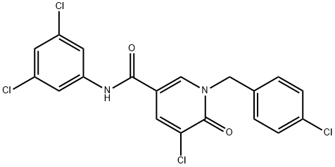 5-CHLORO-1-(4-CHLOROBENZYL)-N-(3,5-DICHLOROPHENYL)-6-OXO-1,6-DIHYDRO-3-PYRIDINECARBOXAMIDE Struktur