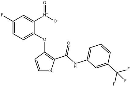 3-(4-FLUORO-2-NITROPHENOXY)-N-[3-(TRIFLUOROMETHYL)PHENYL]-2-THIOPHENECARBOXAMIDE Struktur