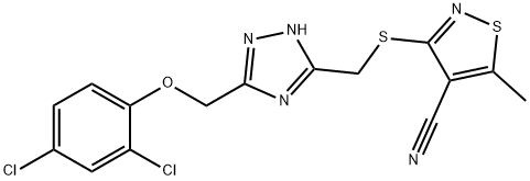 3-[((5-[(2,4-DICHLOROPHENOXY)METHYL]-1H-1,2,4-TRIAZOL-3-YL)METHYL)SULFANYL]-5-METHYL-4-ISOTHIAZOLECARBONITRILE Struktur