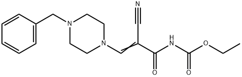 ETHYL N-[3-(4-BENZYLPIPERAZINO)-2-CYANOACRYLOYL]CARBAMATE Struktur