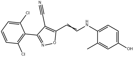 3-(2,6-DICHLOROPHENYL)-5-[2-(4-HYDROXY-2-METHYLANILINO)VINYL]-4-ISOXAZOLECARBONITRILE Struktur