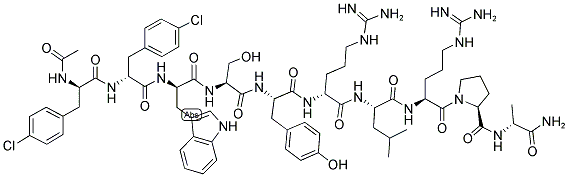 AC-(PCL)DPHE-(PCL)DPHE-DTRP-SER-TYR-DARG-LEU-ARG-PRO-DALA-NH2 Struktur