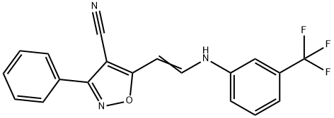 3-PHENYL-5-(2-[3-(TRIFLUOROMETHYL)ANILINO]VINYL)-4-ISOXAZOLECARBONITRILE Struktur