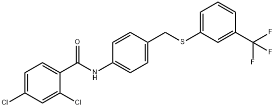 2,4-DICHLORO-N-[4-(([3-(TRIFLUOROMETHYL)PHENYL]SULFANYL)METHYL)PHENYL]BENZENECARBOXAMIDE Struktur