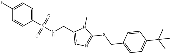 N-[(5-([4-(TERT-BUTYL)BENZYL]SULFANYL)-4-METHYL-4H-1,2,4-TRIAZOL-3-YL)METHYL]-4-FLUOROBENZENESULFONAMIDE Struktur