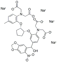 1-[2-AMINO-5-(1-HYDROXY-1-(2-NITRO-4,5-METHYLENEDIOXYPHENYL))METHYL)PHENOXY]-2-(2'-AMINO-5'-METHYLPHENOXY)CYCLOPENTANE-N,N,N',N'-TETRAACETIC ACID, 4NA Struktur