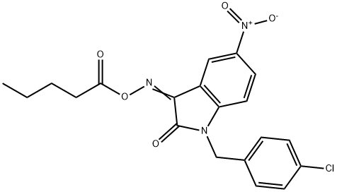 1-(4-CHLOROBENZYL)-5-NITRO-3-[(PENTANOYLOXY)IMINO]-1,3-DIHYDRO-2H-INDOL-2-ONE Struktur