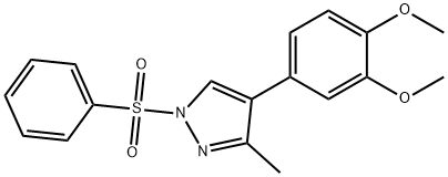 2-METHOXY-4-[3-METHYL-1-(PHENYLSULFONYL)-1H-PYRAZOL-4-YL]PHENYL METHYL ETHER Struktur