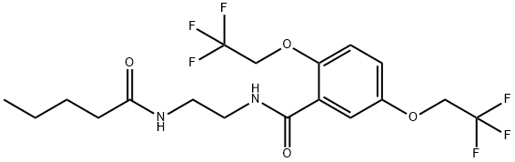 N-[2-(PENTANOYLAMINO)ETHYL]-2,5-BIS(2,2,2-TRIFLUOROETHOXY)BENZENECARBOXAMIDE Struktur