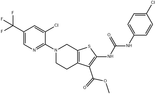 METHYL 2-([(4-CHLOROANILINO)CARBONYL]AMINO)-6-[3-CHLORO-5-(TRIFLUOROMETHYL)-2-PYRIDINYL]-4,5,6,7-TETRAHYDROTHIENO[2,3-C]PYRIDINE-3-CARBOXYLATE Struktur