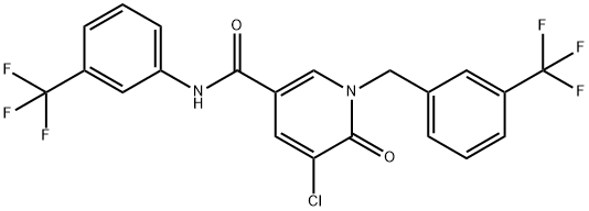 5-CHLORO-6-OXO-1-[3-(TRIFLUOROMETHYL)BENZYL]-N-[3-(TRIFLUOROMETHYL)PHENYL]-1,6-DIHYDRO-3-PYRIDINECARBOXAMIDE Struktur