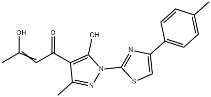 3-HYDROXY-1-(5-HYDROXY-3-METHYL-1-[4-(4-METHYLPHENYL)-1,3-THIAZOL-2-YL]-1H-PYRAZOL-4-YL)-2-BUTEN-1-ONE Struktur