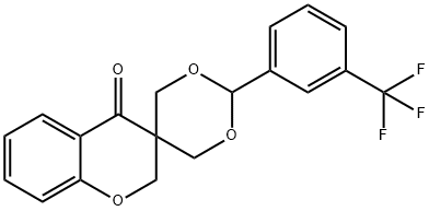 3,3-BIS(HYDROXYMETHYL)-2,3-DIHYDRO-4H-CHROMEN-4-ONE 3-(TRIFLUOROMETHYL)BENZALDEHYDE ACETAL Struktur