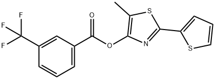 5-METHYL-2-(2-THIENYL)-1,3-THIAZOL-4-YL 3-(TRIFLUOROMETHYL)BENZENECARBOXYLATE Struktur