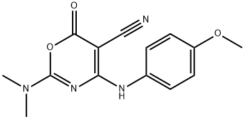 2-(DIMETHYLAMINO)-4-(4-METHOXYANILINO)-6-OXO-6H-1,3-OXAZINE-5-CARBONITRILE Struktur