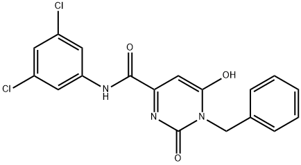 1-BENZYL-N-(3,5-DICHLOROPHENYL)-6-HYDROXY-2-OXO-1,2-DIHYDRO-4-PYRIMIDINECARBOXAMIDE Struktur