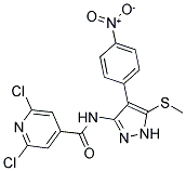 N4-[5-(METHYLTHIO)-4-(4-NITROPHENYL)-1H-PYRAZOL-3-YL]-2,6-DICHLOROISONICOTINAMIDE Structure