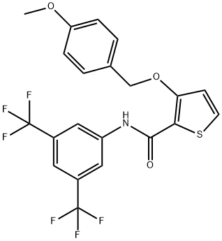 N-[3,5-BIS(TRIFLUOROMETHYL)PHENYL]-3-[(4-METHOXYBENZYL)OXY]-2-THIOPHENECARBOXAMIDE Struktur