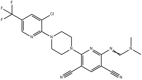 N'-(6-(4-[3-CHLORO-5-(TRIFLUOROMETHYL)-2-PYRIDINYL]PIPERAZINO)-3,5-DICYANO-2-PYRIDINYL)-N,N-DIMETHYLIMINOFORMAMIDE Struktur