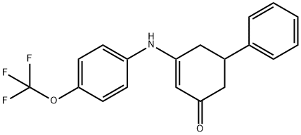 5-PHENYL-3-((4-(TRIFLUOROMETHOXY)PHENYL)AMINO)CYCLOHEX-2-EN-1-ONE Struktur