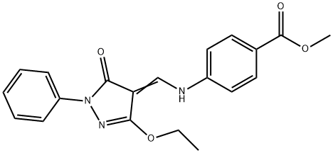 METHYL 4-([(3-ETHOXY-5-OXO-1-PHENYL-1,5-DIHYDRO-4H-PYRAZOL-4-YLIDEN)METHYL]AMINO)BENZENECARBOXYLATE Struktur