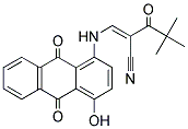 2-(2,2-DIMETHYLPROPANOYL)-3-((4-HYDROXY-9,10-DIOXOANTHRYL)AMINO)PROP-2-ENENITRILE Struktur