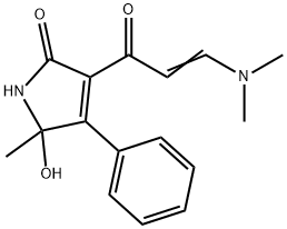 3-[3-(DIMETHYLAMINO)ACRYLOYL]-5-HYDROXY-5-METHYL-4-PHENYL-1,5-DIHYDRO-2H-PYRROL-2-ONE Struktur