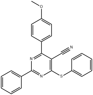 4-(4-METHOXYPHENYL)-2-PHENYL-6-(PHENYLSULFANYL)-5-PYRIMIDINECARBONITRILE Struktur