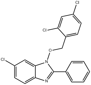 6-CHLORO-1-[(2,4-DICHLOROBENZYL)OXY]-2-PHENYL-1H-1,3-BENZIMIDAZOLE Struktur