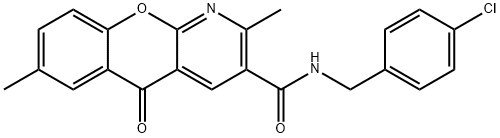 N-(4-CHLOROBENZYL)-2,7-DIMETHYL-5-OXO-5H-CHROMENO[2,3-B]PYRIDINE-3-CARBOXAMIDE Struktur