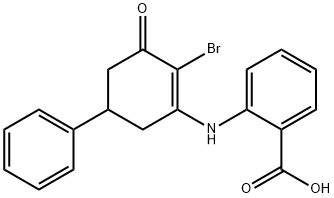 2-((2-BROMO-3-OXO-5-PHENYLCYCLOHEX-1-ENYL)AMINO)BENZOIC ACID Struktur