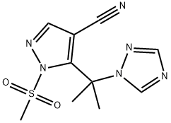 1-(METHYLSULFONYL)-5-[1-METHYL-1-(1H-1,2,4-TRIAZOL-1-YL)ETHYL]-1H-PYRAZOLE-4-CARBONITRILE Struktur