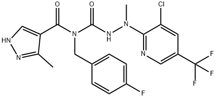 N-((2-[3-CHLORO-5-(TRIFLUOROMETHYL)-2-PYRIDINYL]-2-METHYLHYDRAZINO)CARBONYL)-N-(4-FLUOROBENZYL)-3-METHYL-1H-PYRAZOLE-4-CARBOXAMIDE Struktur