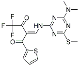 2-({[4-(DIMETHYLAMINO)-6-(METHYLTHIO)-1,3,5-TRIAZIN-2-YL]AMINO}METHYLIDENE) -4,4,4-TRIFLUORO-1-(2-THIENYL)BUTANE-1,3-DIONE Struktur