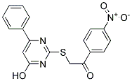 2-[(4-HYDROXY-6-PHENYLPYRIMIDIN-2-YL)THIO]-1-(4-NITROPHENYL)ETHAN-1-ONE Struktur