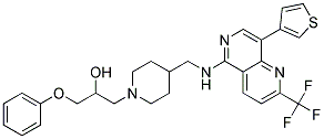 1-PHENOXY-3-[4-(([8-(3-THIENYL)-2-(TRIFLUOROMETHYL)-1,6-NAPHTHYRIDIN-5-YL]AMINO)METHYL)PIPERIDIN-1-YL]PROPAN-2-OL Struktur