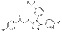 1-(4-chlorophenyl)-2-({5-(6-chloro-3-pyridyl)-4-[3-(trifluoromethyl)phenyl]-4H-1,2,4-triazol-3-yl}thio)ethan-1-one Struktur