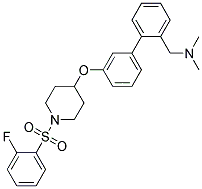 1-[3'-((1-[(2-FLUOROPHENYL)SULFONYL]PIPERIDIN-4-YL)OXY)BIPHENYL-2-YL]-N,N-DIMETHYLMETHANAMINE Struktur