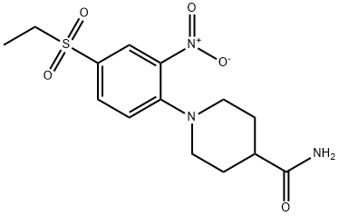 1-[4-(ETHYLSULFONYL)-2-NITROPHENYL]PIPERIDINE-4-CARBOXAMIDE Struktur