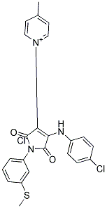 1-{4-(4-chloroanilino)-1-[3-(methylthio)phenyl]-2,5-dioxo-2,5-dihydro-1H-pyrrol-3-yl}-4-methylpyridinium chloride Struktur