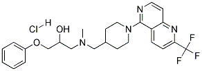 1-[METHYL((1-[2-(TRIFLUOROMETHYL)-1,6-NAPHTHYRIDIN-5-YL]PIPERIDIN-4-YL)METHYL)AMINO]-3-PHENOXYPROPAN-2-OL HYDROCHLORIDE Struktur