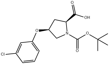 (2S,4S)-1-(TERT-BUTOXYCARBONYL)-4-(3-CHLORO-PHENOXY)-2-PYRROLIDINECARBOXYLIC ACID Struktur