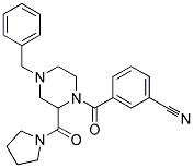 3-([4-BENZYL-2-(PYRROLIDIN-1-YLCARBONYL)PIPERAZIN-1-YL]CARBONYL)BENZONITRILE Struktur